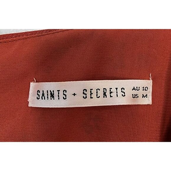 Saints + Secrets Red Floral Ruffle Mini Dress Size Medium - Picture 3 of 6